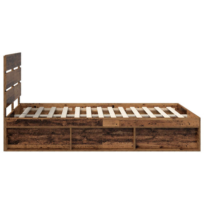 Bed Frame with Headboard Old Wood 140 x 200 cm Solid Pine Wood