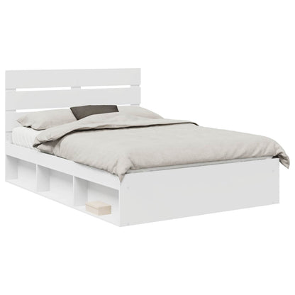 Bed Frame with Headboard White 140 x 190 cm Solid Pine Wood