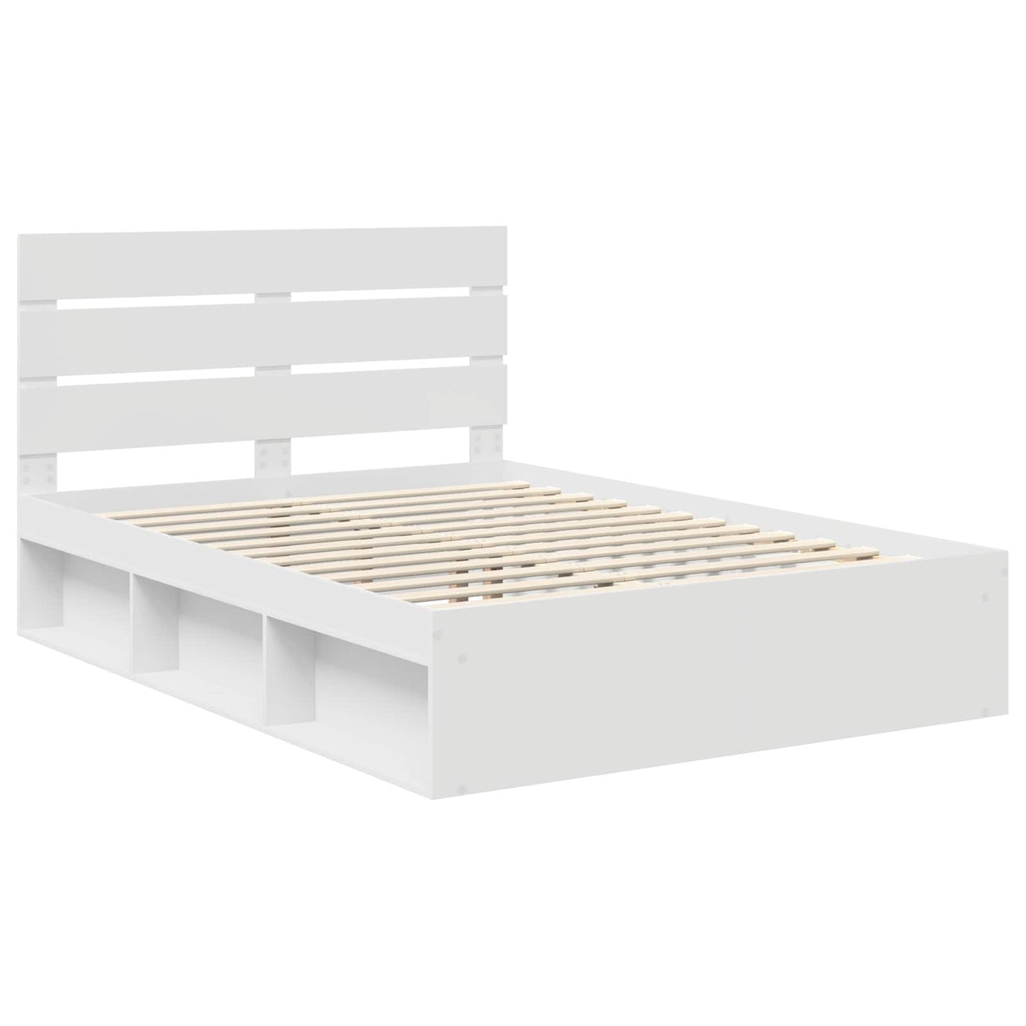 Bed Frame with Headboard White 140 x 190 cm Solid Pine Wood