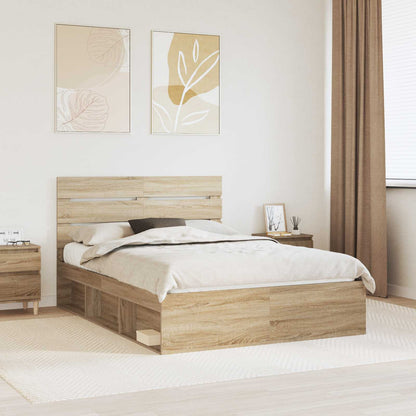 Bed Frame with Headboard Sonoma 140 x 190 cm Solid Pine Wood