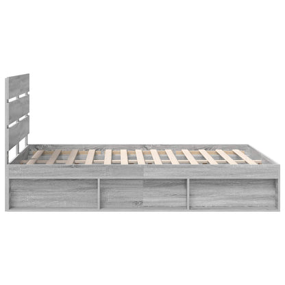 Bed Frame Grey Sonoma 140 x 190 cm Solid Pine Wood