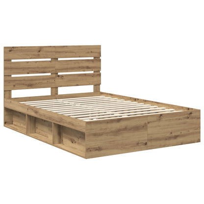 Bed Frame Artisian Oak 140 x 190 cm Solid Pine Wood