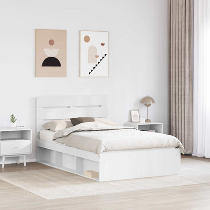 Bed Frame with Headboard White 135 x 190 cm Solid Pine Wood