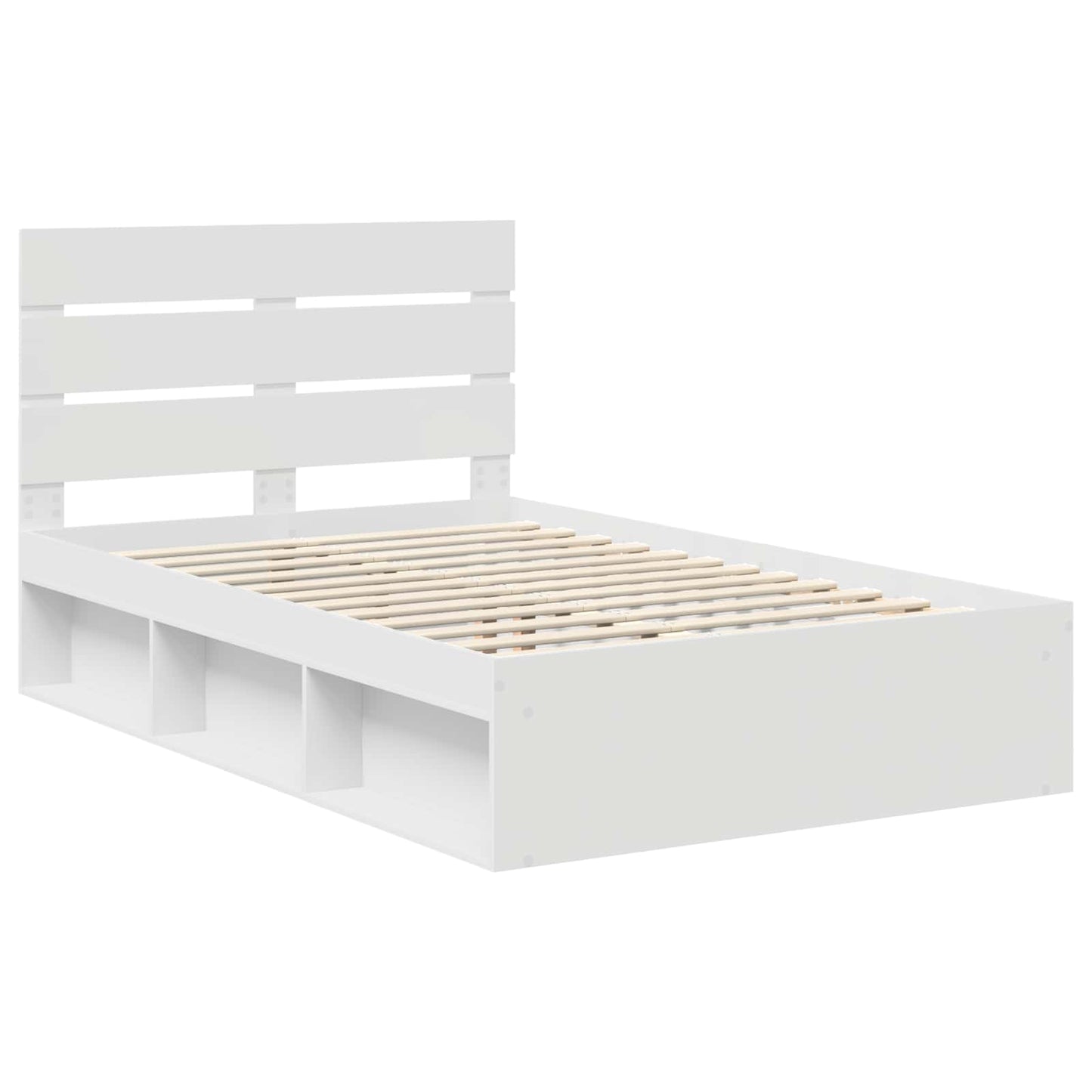 Bed Frame with Headboard White 135 x 190 cm Solid Pine Wood