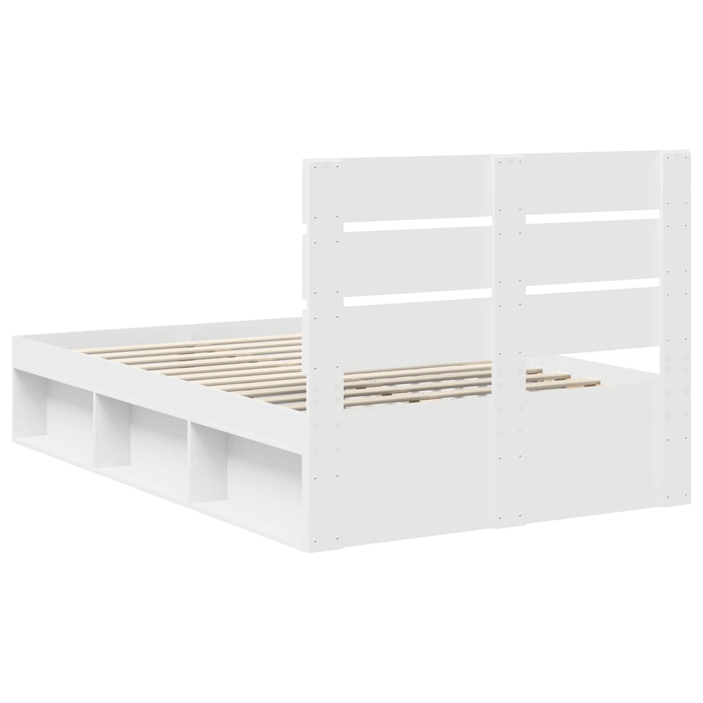 Bed Frame with Headboard White 135 x 190 cm Solid Pine Wood