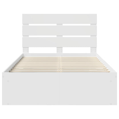 Bed Frame with Headboard White 135 x 190 cm Solid Pine Wood