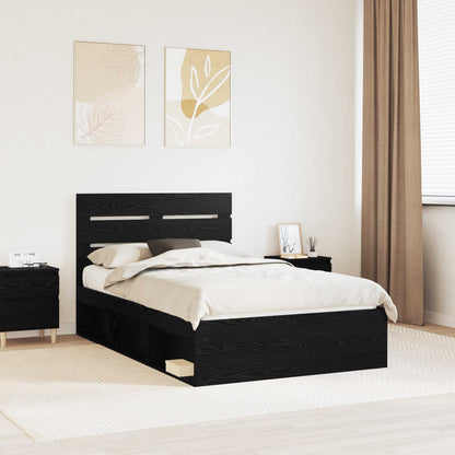 Bed Frame with Headboard Black 135 x 190 cm Solid Pine Wood