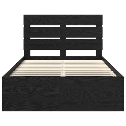 Bed Frame with Headboard Black 135 x 190 cm Solid Pine Wood