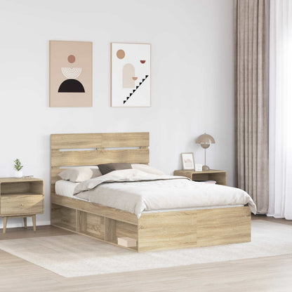 Bed Frame Sonoma Oak 135 x 190 cm Solid Pine Wood