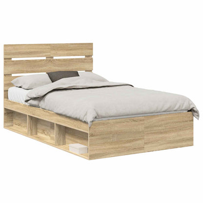 Bed Frame Sonoma Oak 135 x 190 cm Solid Pine Wood
