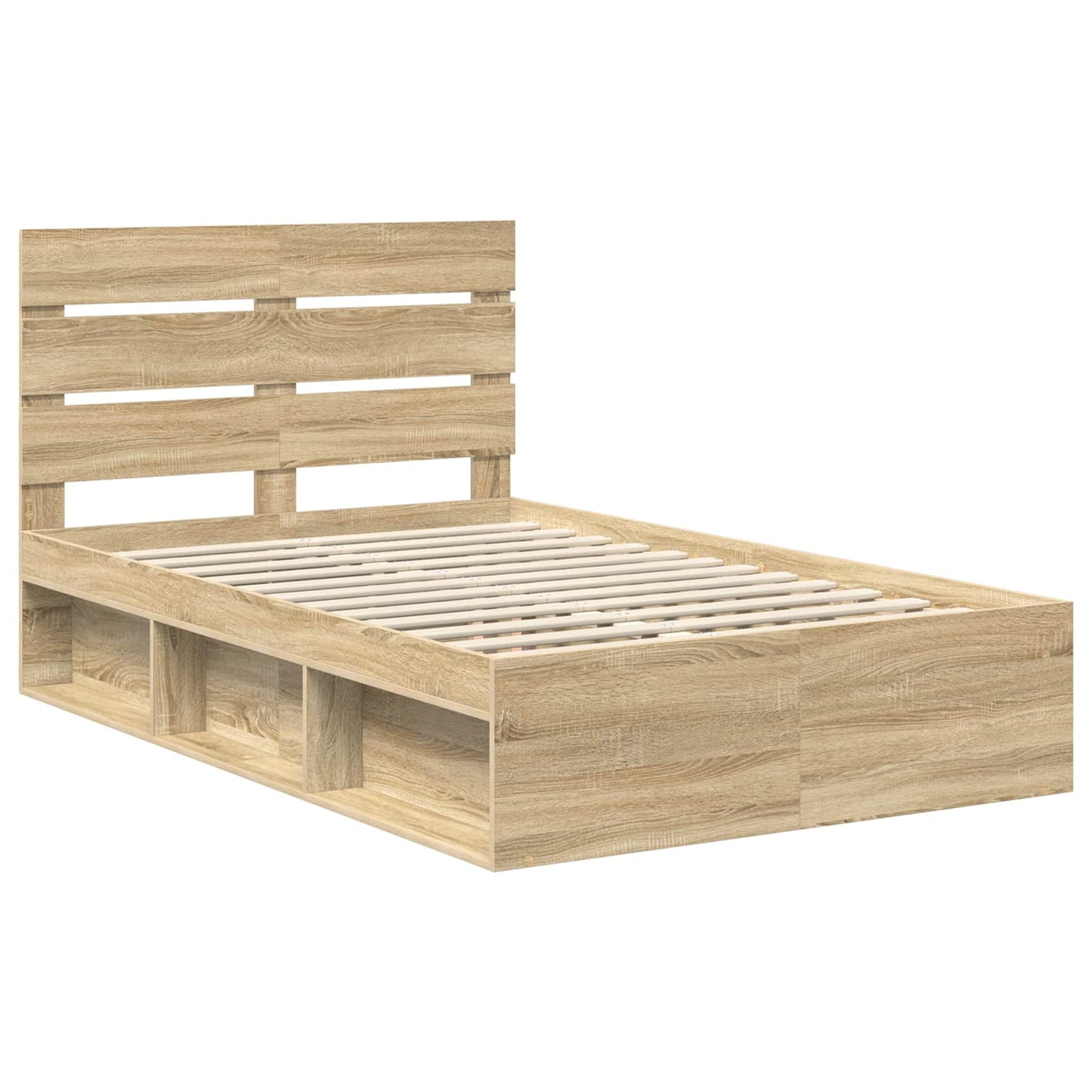 Bed Frame Sonoma Oak 135 x 190 cm Solid Pine Wood