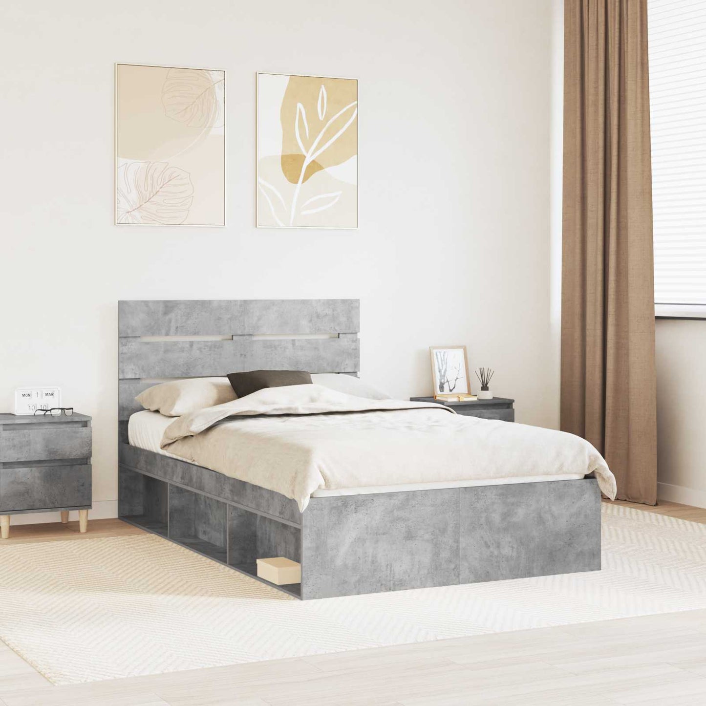 Bed Frame Concerte Grey 135 x 190 cm Solid Pine Wood