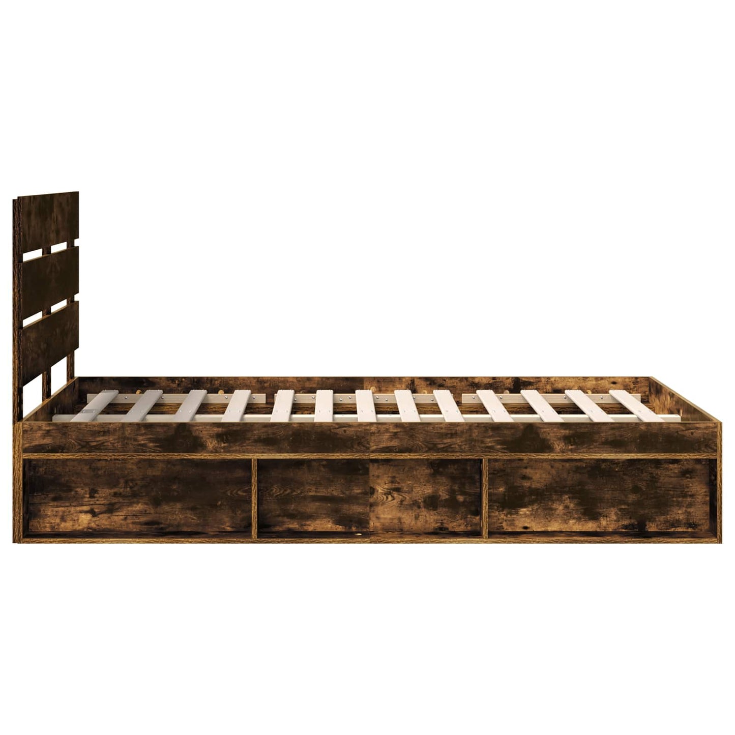 Bed Frame Smoked Oak 135 x 190 cm Solid Pine Wood