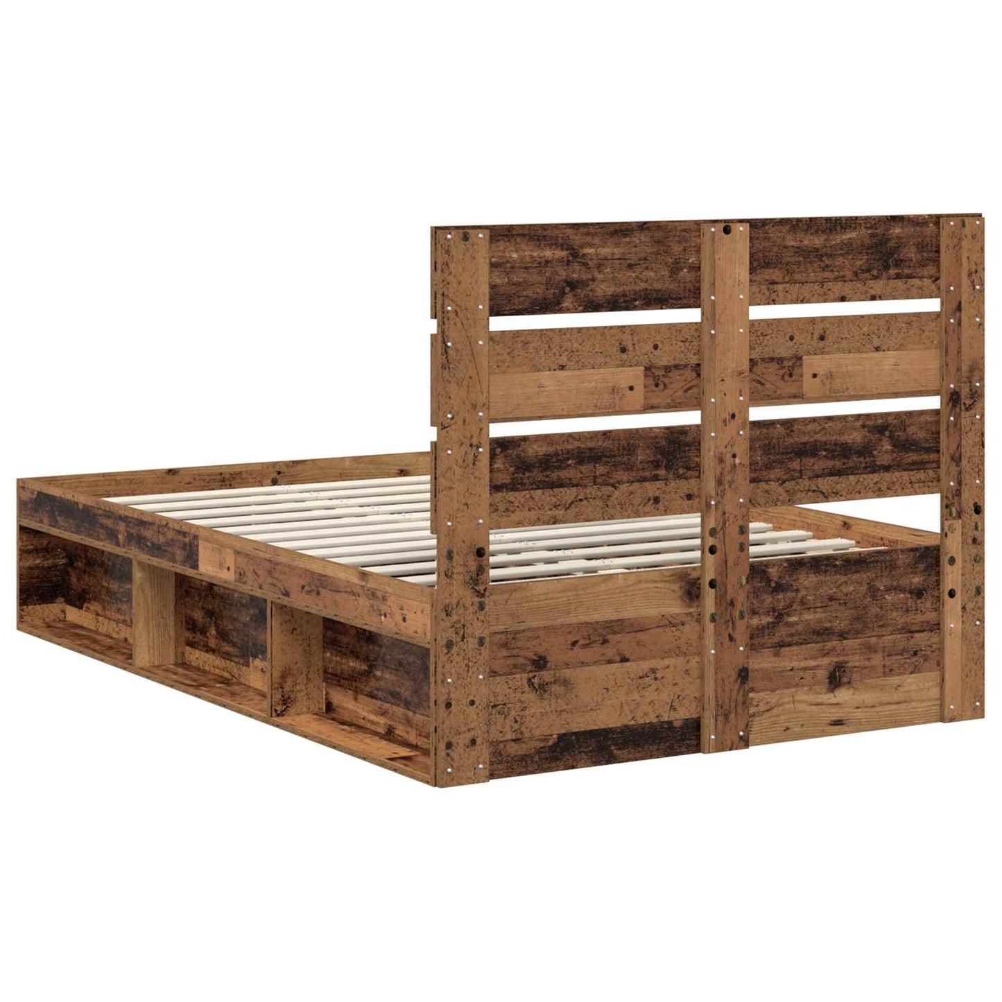 Bed Frame with Headboard Old Wood 135 x 190 cm Solid Pine Wood