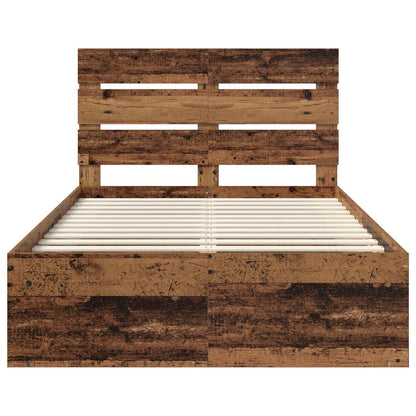 Bed Frame with Headboard Old Wood 135 x 190 cm Solid Pine Wood