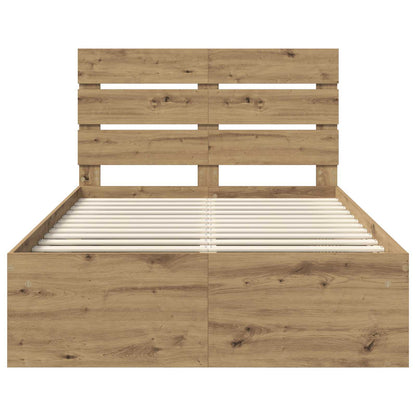 Bed Frame Artisian Oak 135 x 190 cm Solid Pine Wood