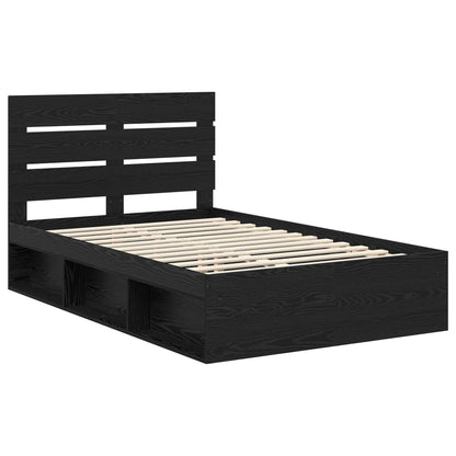 Bed Frame with Headboard Black 120 x 200 cm Solid Pine Wood