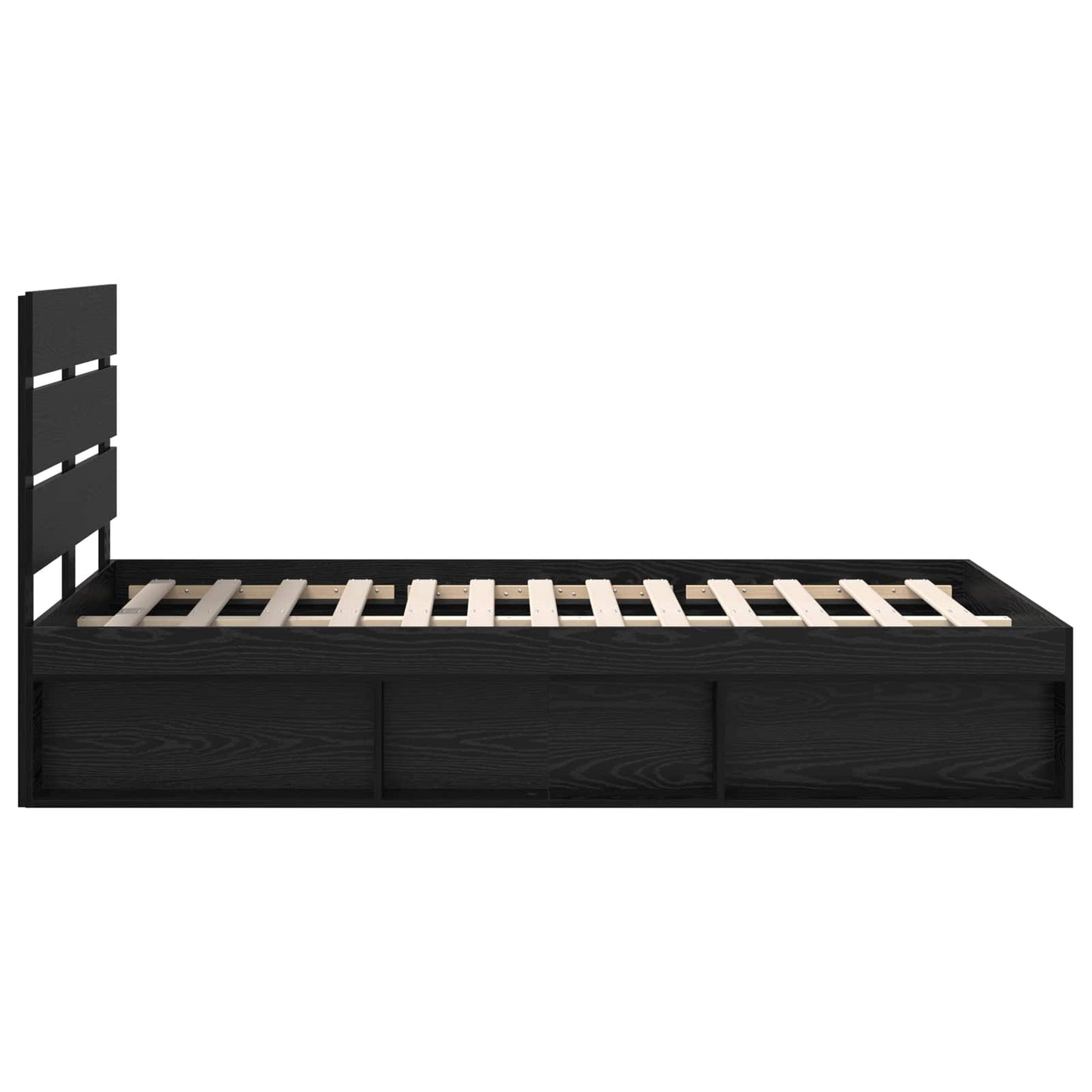 Bed Frame with Headboard Black 120 x 200 cm Solid Pine Wood