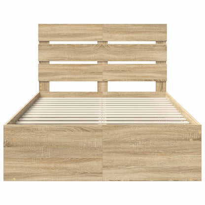 Bed Frame with Headboard Sonoma 120 x 200 cm Solid Pine Wood