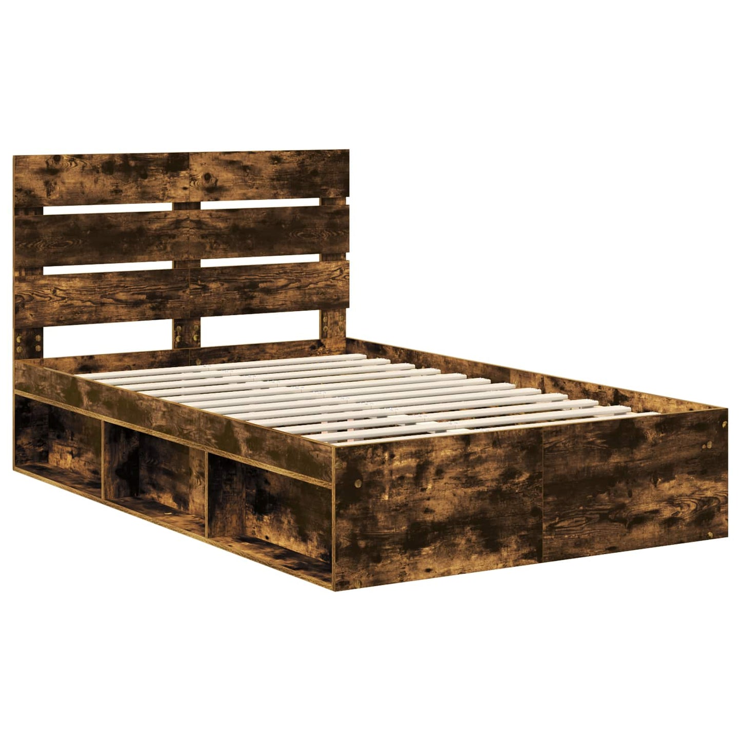 Bed Frame Smoked Oak 120 x 200 cm Solid Pine Wood