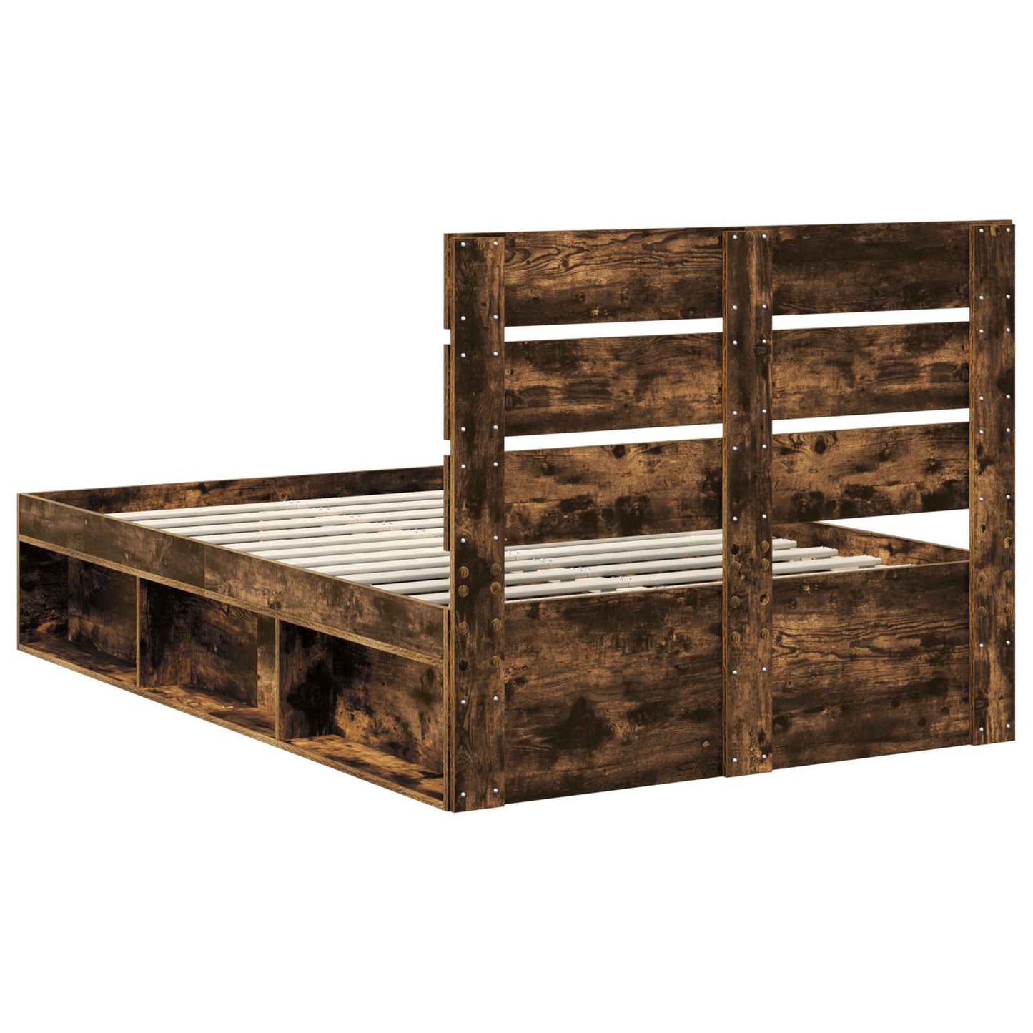 Bed Frame Smoked Oak 120 x 200 cm Solid Pine Wood