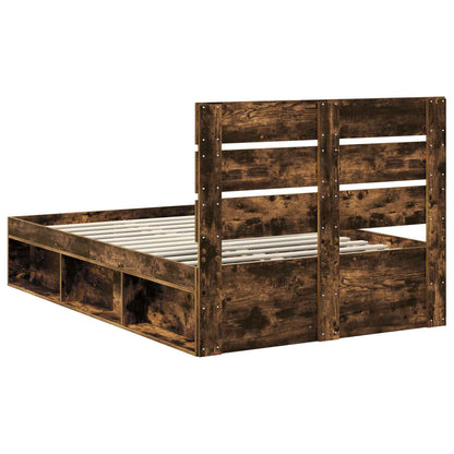 Bed Frame Smoked Oak 120 x 200 cm Solid Pine Wood