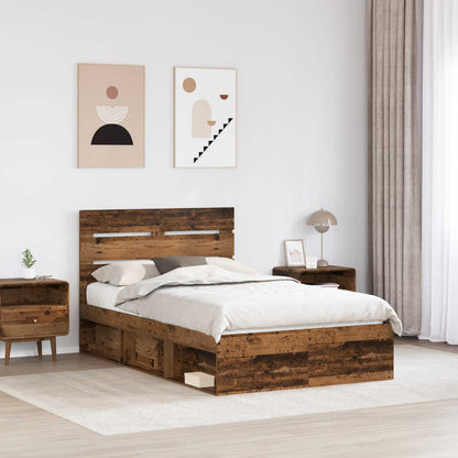 Bed Frame with Headboard Old Wood 120 x 200 cm Solid Pine Wood