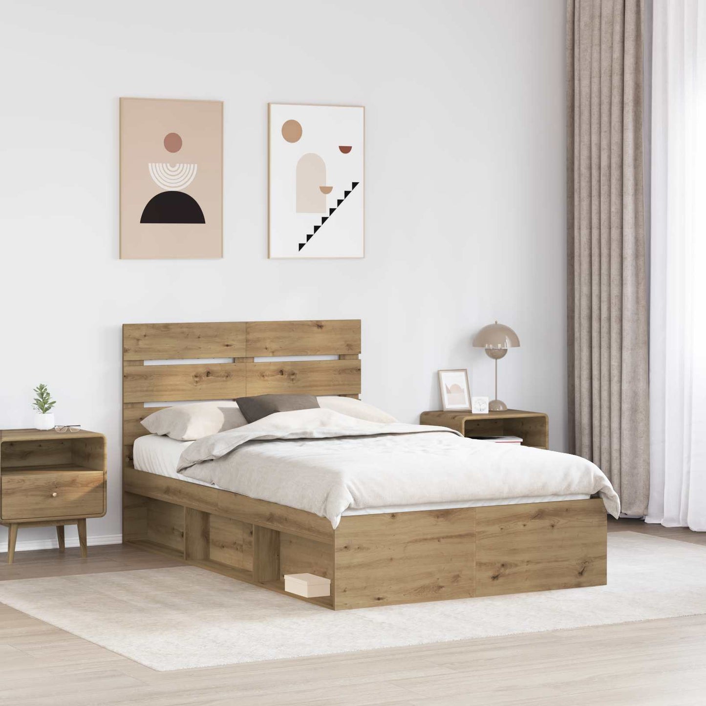 Bed Frame Artisian Oak 120 x 200 cm Solid Pine Wood