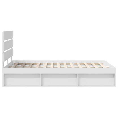 Bed Frame with Headboard White 120 x 190 cm Solid Pine Wood