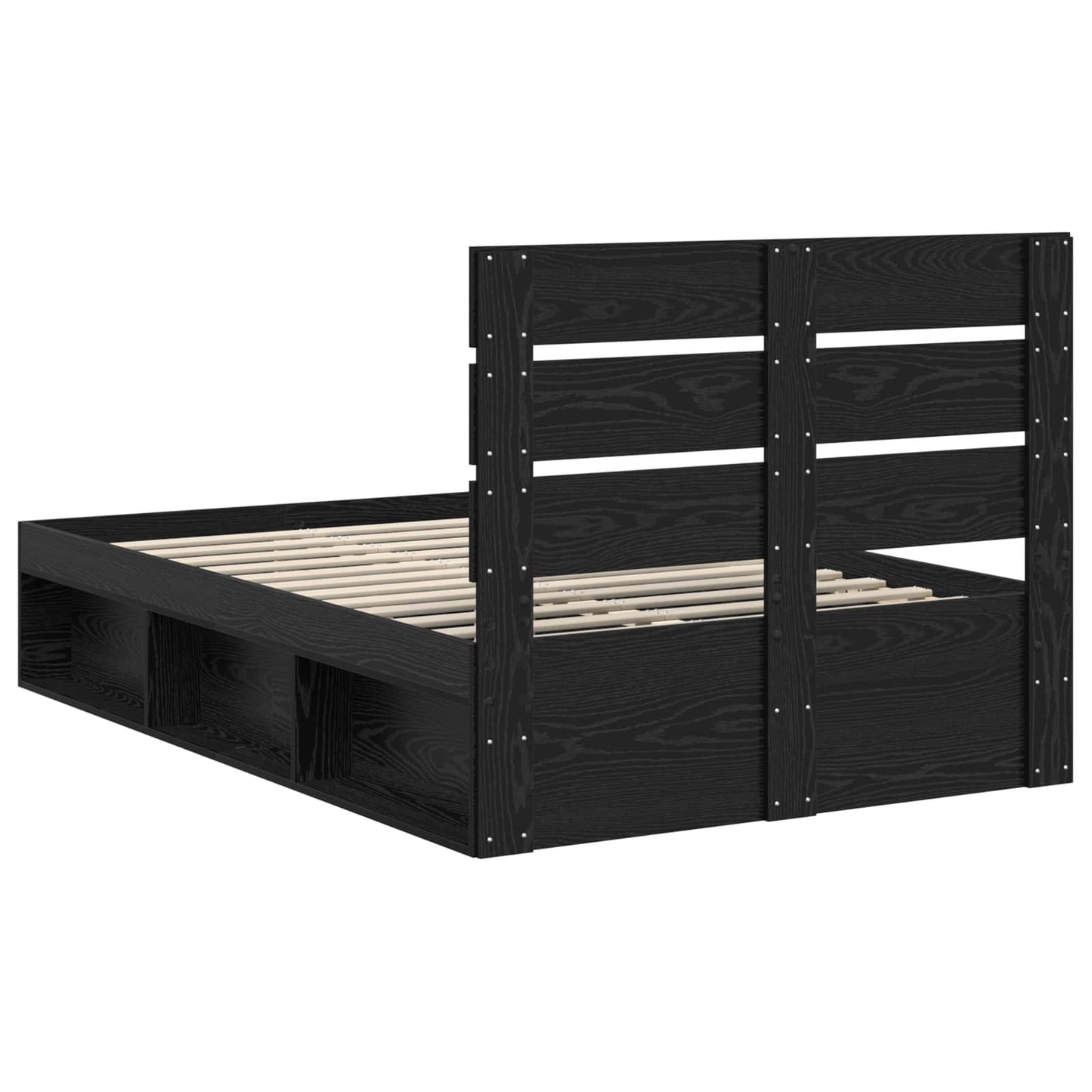 Bed Frame with Headboard Black 120 x 190 cm Solid Pine Wood