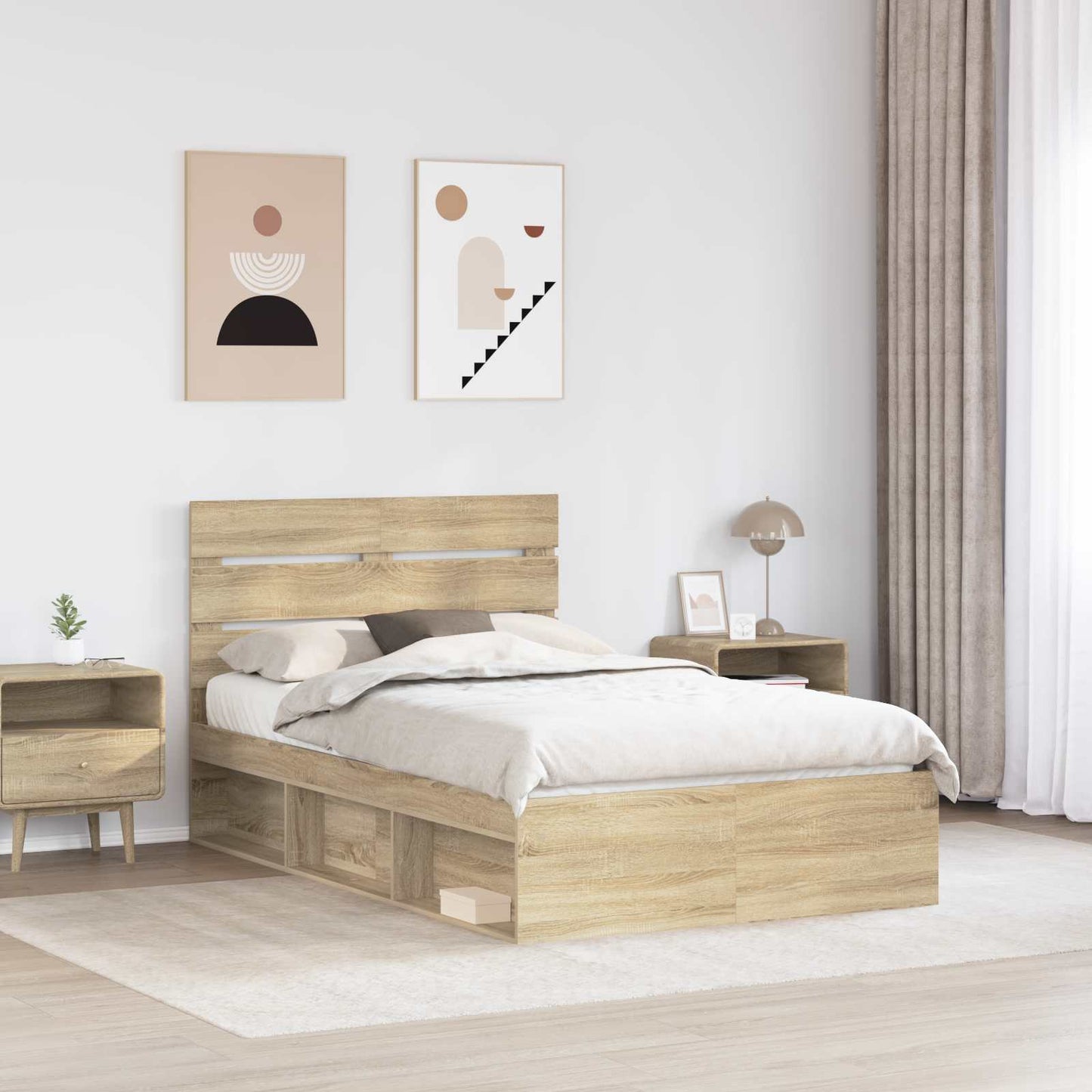 Bed Frame with Headboard Sonoma 120 x 190 cm Solid Pine Wood