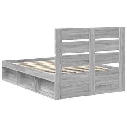 Bed Frame Grey Sonoma 120 x 190 cm Solid Pine Wood
