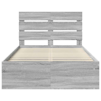Bed Frame Grey Sonoma 120 x 190 cm Solid Pine Wood