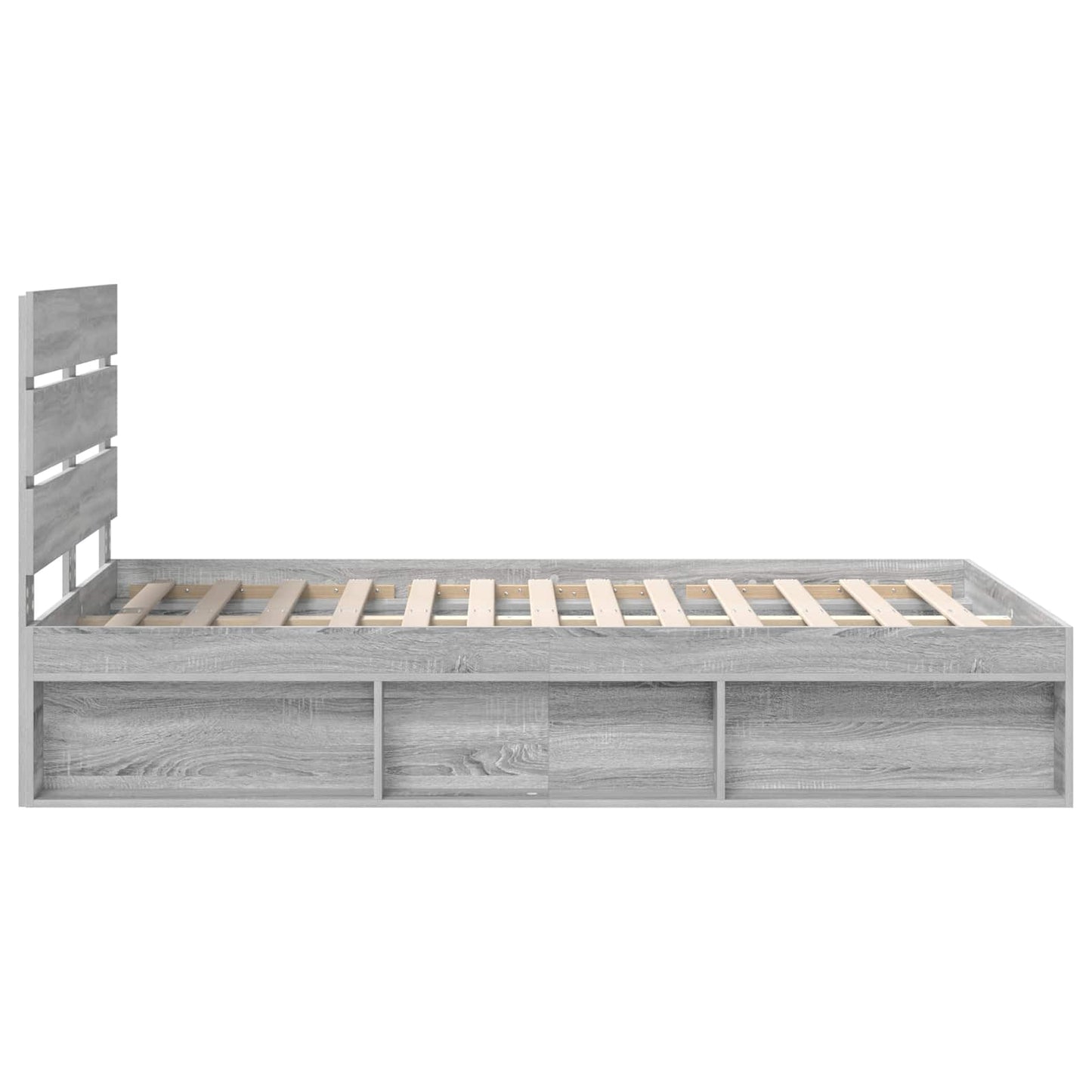Bed Frame Grey Sonoma 120 x 190 cm Solid Pine Wood