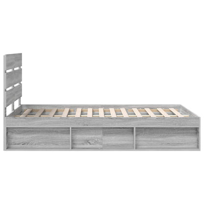 Bed Frame Grey Sonoma 120 x 190 cm Solid Pine Wood
