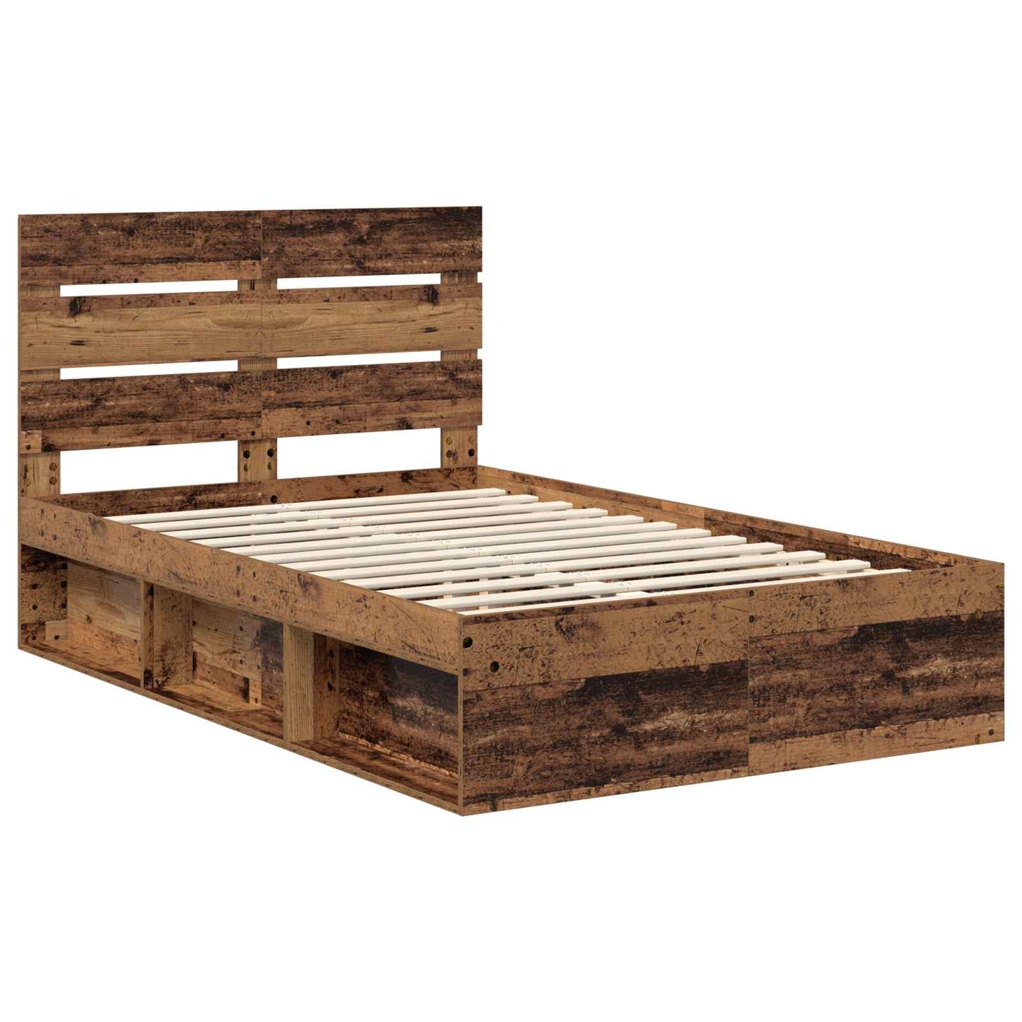 Bed Frame with Headboard Old Wood 120 x 190 cm Solid Pine Wood