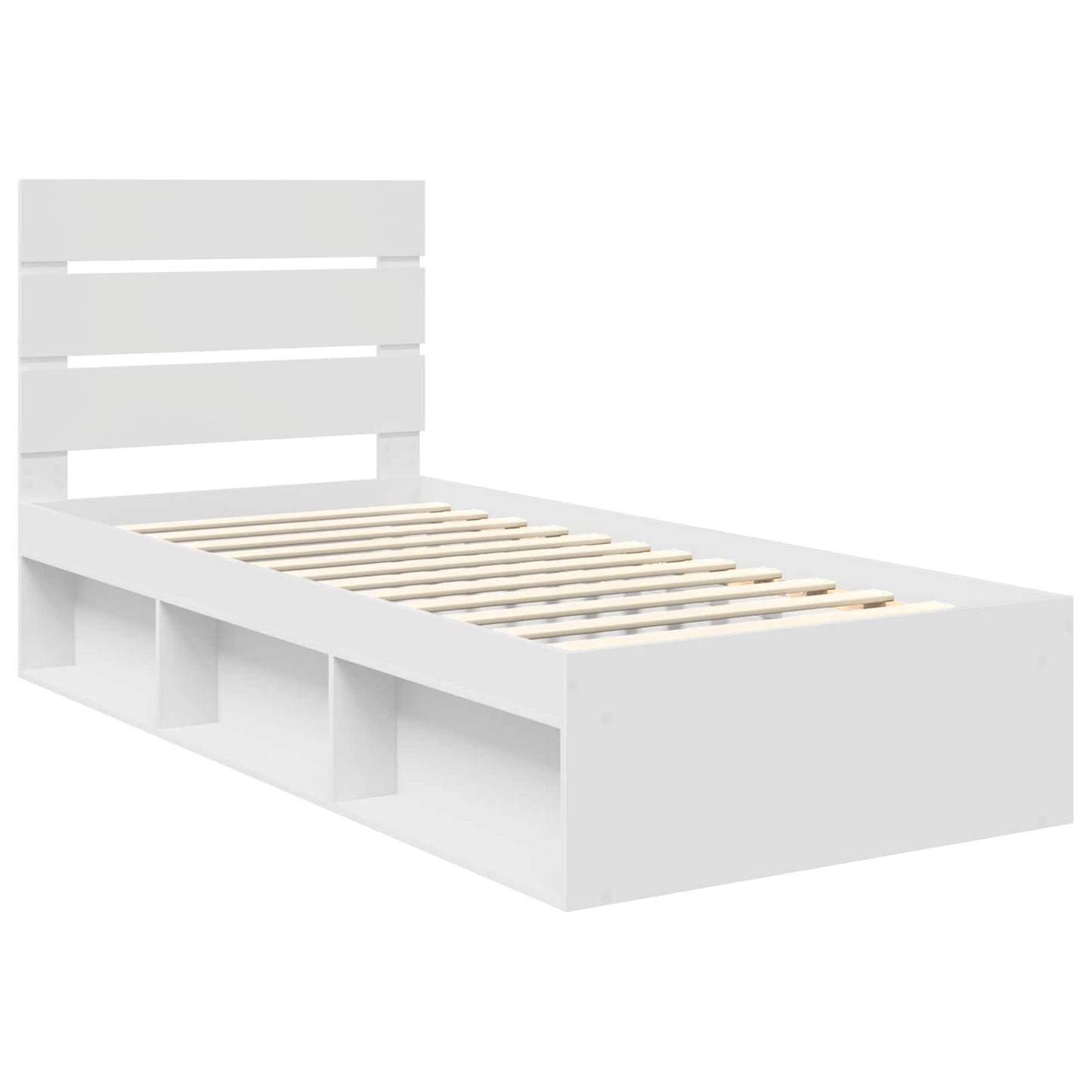 Bed Frame with Headboard White 100 x 200 cm Solid Pine Wood