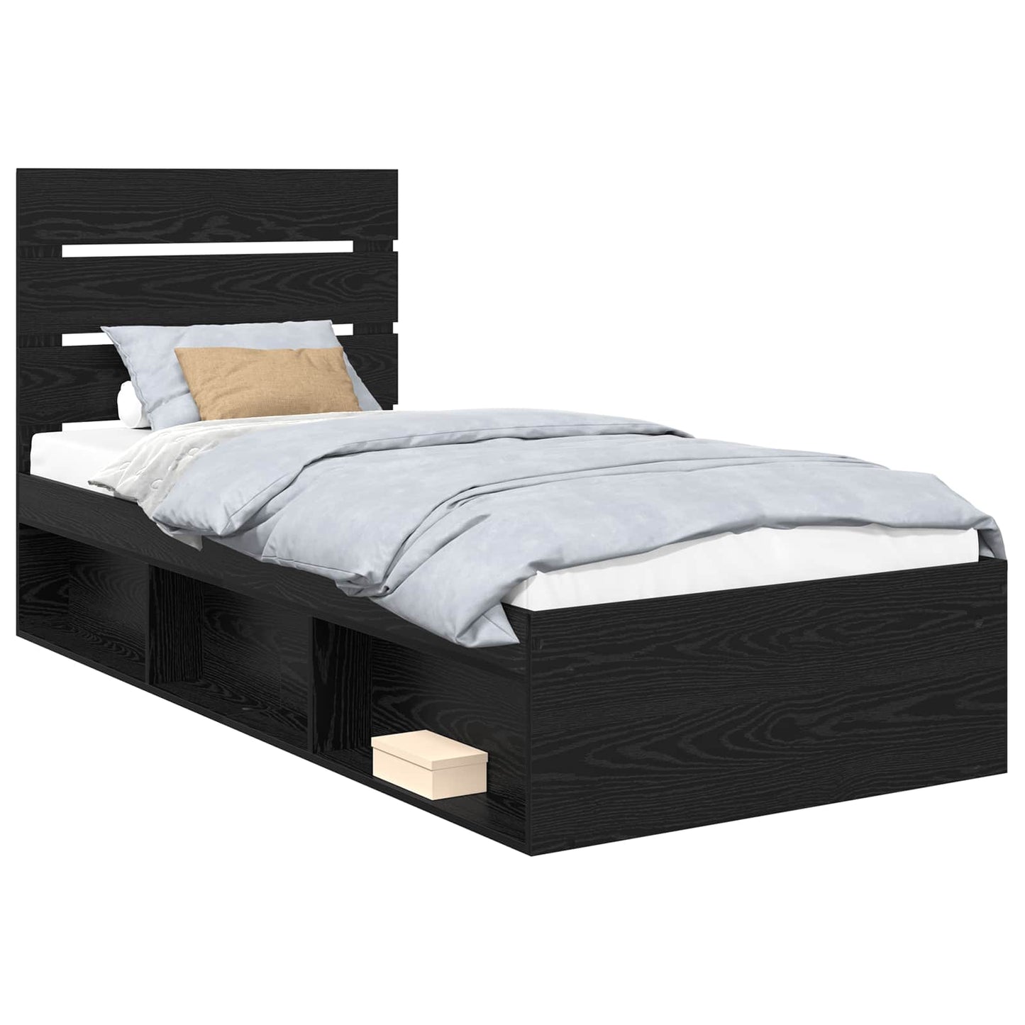 Bed Frame with Headboard Black 100 x 200 cm Solid Pine Wood