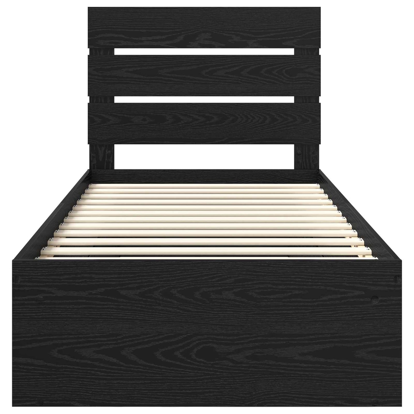 Bed Frame with Headboard Black 100 x 200 cm Solid Pine Wood