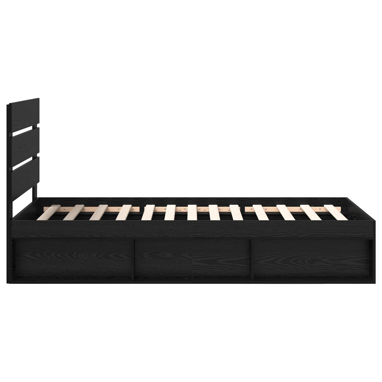 Bed Frame with Headboard Black 100 x 200 cm Solid Pine Wood
