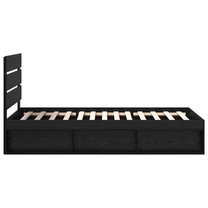 Bed Frame with Headboard Black 100 x 200 cm Solid Pine Wood