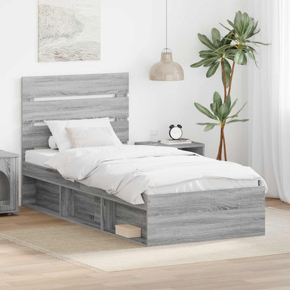 Bed Frame Grey Sonoma 100 x 200 cm Solid Pine Wood
