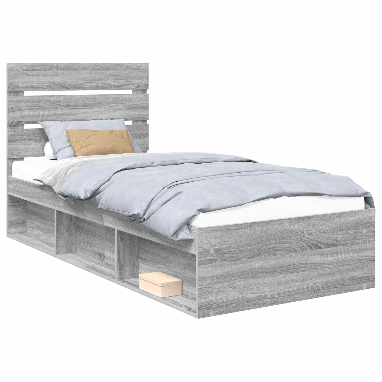 Bed Frame Grey Sonoma 100 x 200 cm Solid Pine Wood