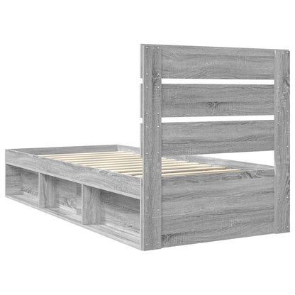 Bed Frame Grey Sonoma 100 x 200 cm Solid Pine Wood