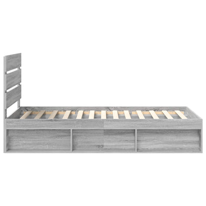 Bed Frame Grey Sonoma 100 x 200 cm Solid Pine Wood