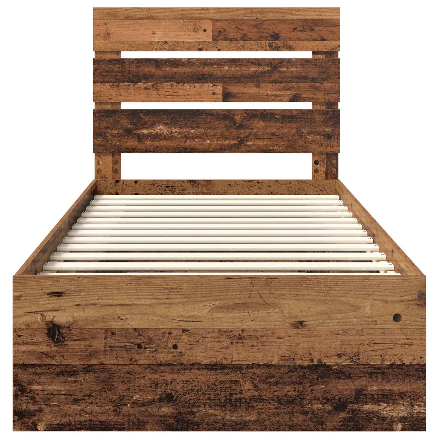 Bed Frame with Headboard Old Wood 100 x 200 cm Solid Pine Wood