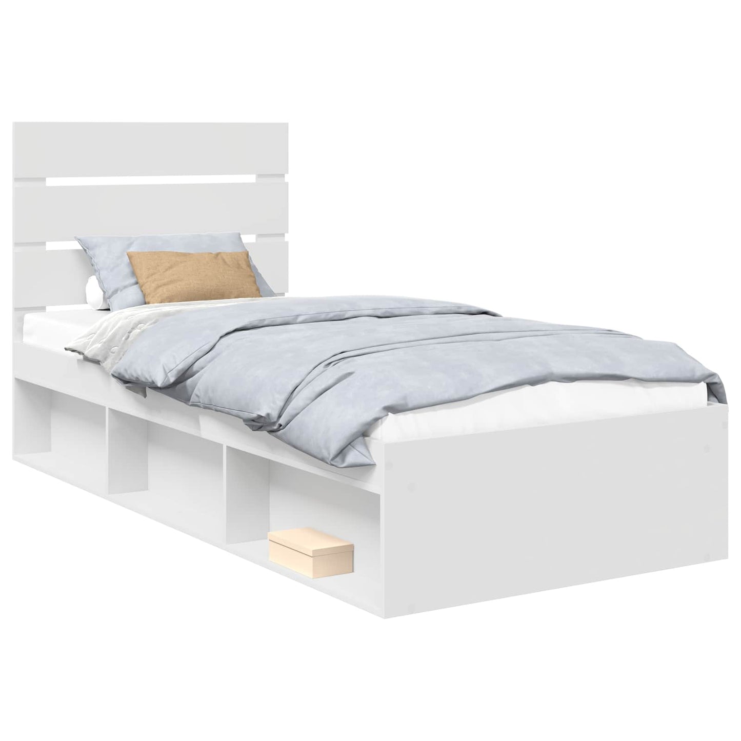 Bed Frame with Headboard White 90 x 200 cm Solid Pine Wood