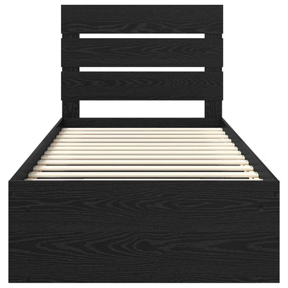 Bed Frame with Headboard Black 90 x 200 cm Solid Pine Wood