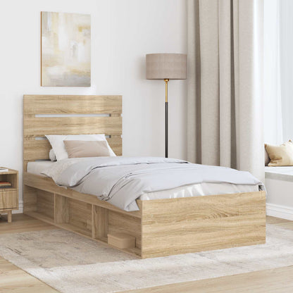 Bed Frame with Headboard Sonoma Oak 90 x 200 cm Solid Pine Wood
