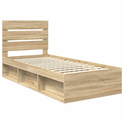 Bed Frame with Headboard Sonoma Oak 90 x 200 cm Solid Pine Wood